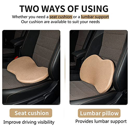 Livtribe Car Seat Cushion - Memory Foam Car Seat Pad - Sciatica & Lower Back Pain Relief - Car Seat Cushions for Driving - Road Trip Essentials for Drivers(Beige) - color: Z-beige