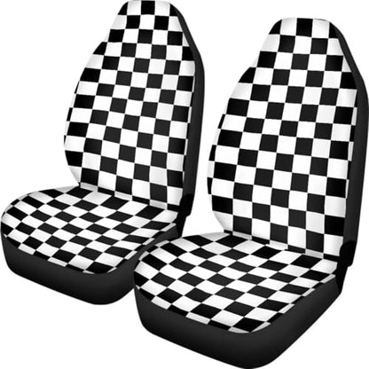 Pehede Car Seat Cover Black and White Chess Pattern Front for Cars, Easy to Install Cover Set, Accessories Auto Trucks Van SUV,2 Packs - color: Multi02