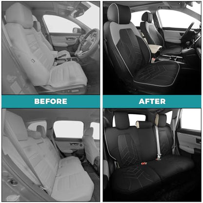 for Honda CRV Seat Covers Custom Fit 2017-2022 EXL EX LX Sport,Touring,Hybrid - Luxury Waterproof Leather Car Seat Covers Full Set - BlackGrey