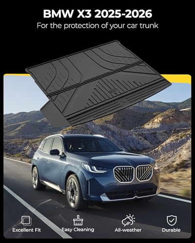 3W Cargo Liner for BMW X3 G45 2025 2026, BMW X3 Accessories Custom Fit TPE All Weather Car Trunk Mat for 30/M50 xDrive - style: 2) X3 2025-2026 | Cargo Liner
