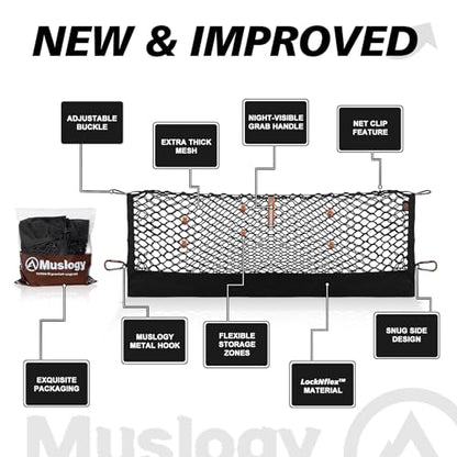 Truck Bed Cargo Net Trunk Netting Compatible with 2021-2024 2025 2026 Kia Sorento Accessories, Pickup Cargo Organizer SUV Sedan Storage Net w/Heavy Duty Carabiners - style: 2021+ Sorento