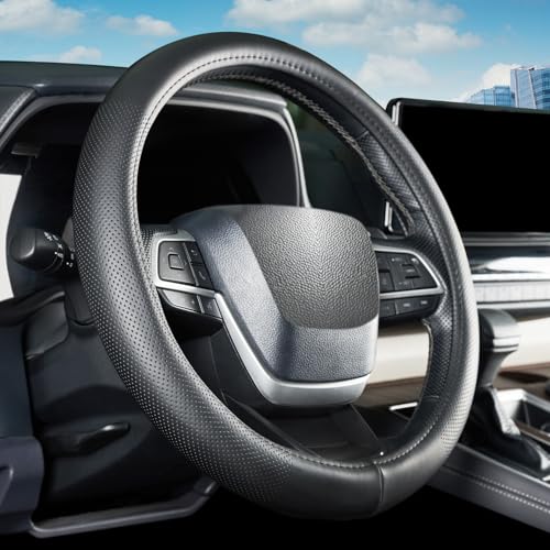 Car Steering Wheel Cover for Toyota Camry Corolla Tacoma Tundra RAV4 4Runner Highlander Sienna Sequoia bZ4X Venza Previa C-HR, Universal Standard Size 14.5-15 inch Black Car Wheel Protector