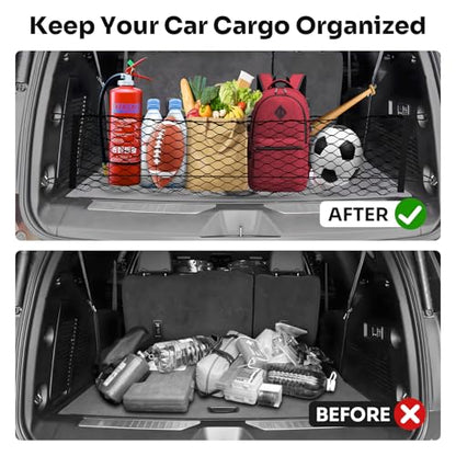 Canvcle Cargo Net for Chevy Suburban Tahoe GMC Yukon&Yukon XL Cadillac Escalade 2021–2025 2026 Envelope Style Heavy Duty Elastic Mesh Trunk Cargo Organizer Easy Install Storage Net with Hooks - style: for Chevy Tahoe