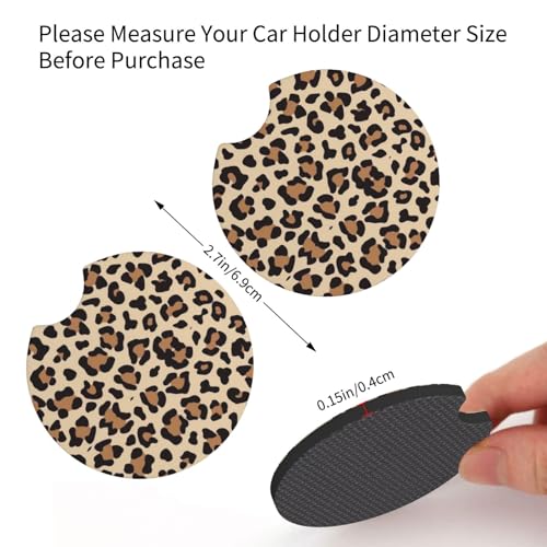 Leopard Cheetah Print Steering Wheel Cover - Universal 14-15 Inch Anti-Slip Breathable with 2pc Animal Print Matching Coasters Set for Men Women - color: Leopard