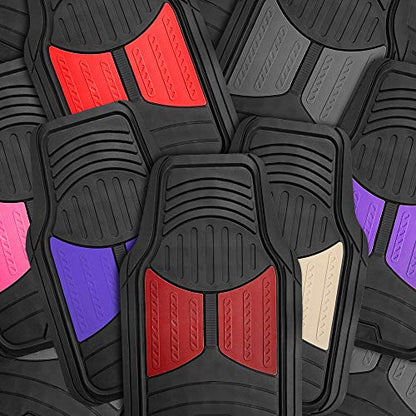 Automotive Floor Mats Climaproof for All Weather Protection Universal Fit Heavy Duty Rubber Fits Most Cars, SUVs, and Trucks, Full Set Trim to Fit FH Group Beige