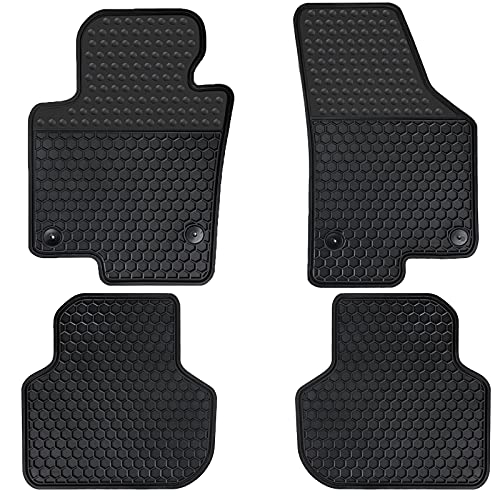 Car Floor Mats Custom Fit for Volkswagen VW Jetta 2010-2018 Sedan Full Black Rubber Auto Liner Mats All Weather Protection Heavy Duty Odorless - color: All Black, size: 2010-2018 Jetta