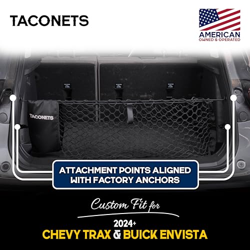 TacoNets Envelope Cargo Net for Chevy Trax/Buick Envista - Fits 2024-Current - Upgraded 5mm Bungee - Integrated Storage Bag - Heavy Duty Hooks - Designed in USA - style: Chevy Trax / Buick Envista 2024+