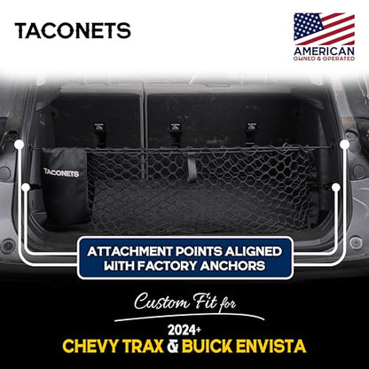 TacoNets Envelope Cargo Net for Chevy Trax/Buick Envista - Fits 2024-Current - Upgraded 5mm Bungee - Integrated Storage Bag - Heavy Duty Hooks - Designed in USA - style: Chevy Trax / Buick Envista 2024+