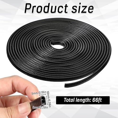 65Ft(20M) Door Edge Guard Black Car Door Edge Protector, PVC U Shape Trim with Metal Sheet No Adhesive Needed Easy to Install Universal Fit for Most Vehicles