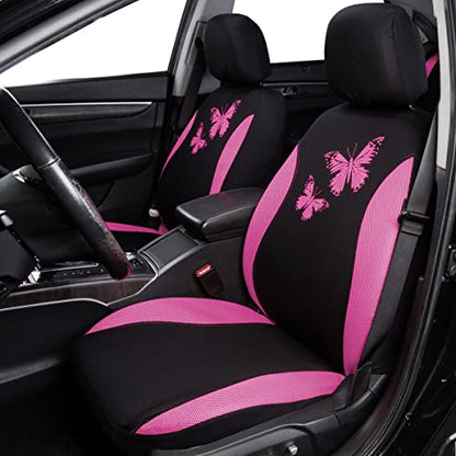 Flying Banner Butterfly car seat Covers ful Set Fashion Universal Lady Woman Female Rear Bench Split Colorized (Full Set, Pink) - color: Pink, size: Full set