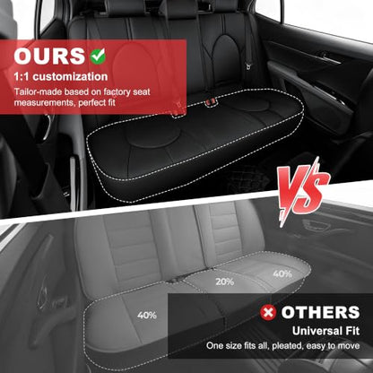 TTX LIGHTING Custom Fit Car Seat Covers for Toyota Camry 2018 2019 2020 2021 2022 2023 2024 Full Set Waterproof Faux Leather Airbag Compatible Seat Covers Black - size: 4.Camry 2018-2024 5 Seat Full Set