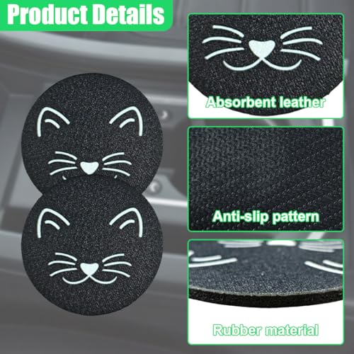 Craedli 2PCS Car Coasters for Cup Holders, 2.68 Inch Cat Cup Holder Insert Coaster Anti Slip Rubber Mat, Universal Embedded Decorative Car Cup Mat for Cars, Trucks, SUVs Interior(Ears) - size: Ears