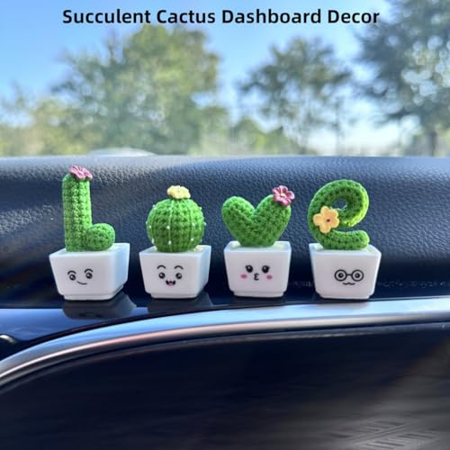 Car Rearview Mirror & Dashboard Accessories - Succulent Cactus Decor, Aesthetic Car Ornament, Funny Interior Decoration Gifts
