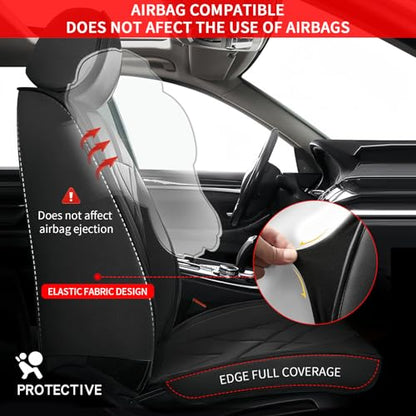Faux Leather Custom Fit Seat Covers Compatible with Nissan Frontier 2007-2026 Full Set 5 Seats, Airbag Compatible, Black - color: #068-Black, size: 5 Seats