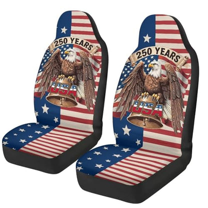 Car Front Seat Covers Breathable Elastic 250 Years USA Bald Eagle Car Seat Covers Protector Set of 2 Removable Automotive Accessories Universal for Truck SUV Sedan - color: 250 Years USA Bald Eagle