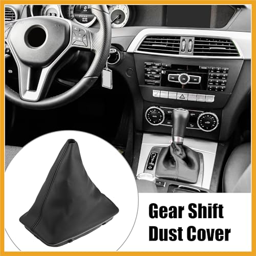 Car Shift Boot Cover Gear Shift Knob Handbrake Gaiter Boot PU Leather for Mercedes-Benz C-Class W204 2008-2013 Replacement