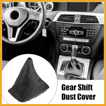 Car Shift Boot Cover Gear Shift Knob Handbrake Gaiter Boot PU Leather for Mercedes-Benz C-Class W204 2008-2013 Replacement