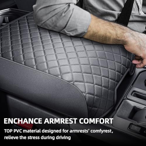 Center Console Cover Compatible with 2021 2022 2023 2024 2025 2026 Ford F150, Customized Leather Armrest Box Protective Cover, Armrest Lid Protector Pad for Car (Bucket Seat Only) - size: Bucket Seat Console 2021-2026 F150