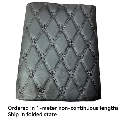 Quilted Foam Vinyl Fabric King Crown Classic Pattern with 0.23" Sponge Backing, 59" W × 39" L Faux Leather Fabric for Car Headliner, Furniture Upholstery, Diamond 2" x 3" (King Crown-Black) - color: King Crown-black