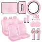 15 Pcs Pink Butterfly Car Steering Wheel Cover Center Console Armrest Pad Headrest Seat Belt Cover Handbrake Cover Keychain Coaster Full Set Car SUV - color: Pink Butterfly