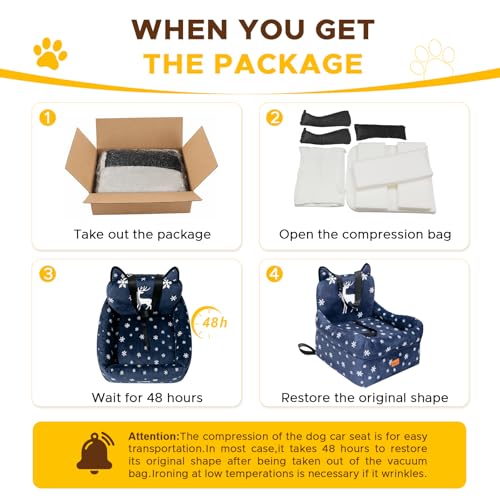 Dog Booster Car Seats for S/M Dogs Up to 35lbs,Pet Car Seat/Travel Bed with Washable&Removable Cover,Storage Pockets,Dog Safety Belt and Elevated Cushion Fits in Front/Back Seat - color: Elk