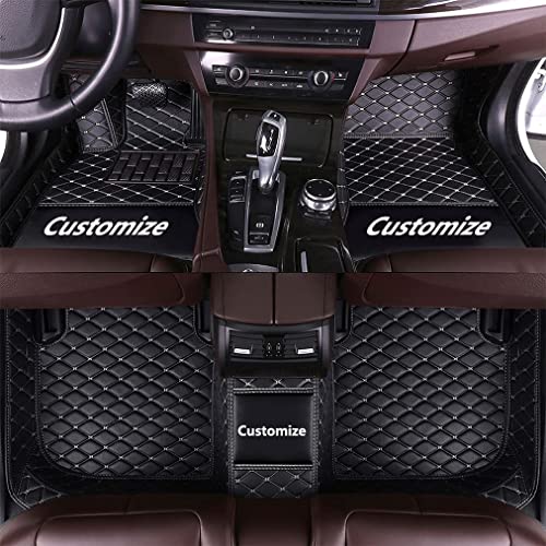 Custom Personalized Floor Mats - Luxury Full Coverage All Weather Mats, Anti-Slip Leather Set, Fits 98% of Cars, Trucks & SUVs (Black Beige) - color: Black Beige