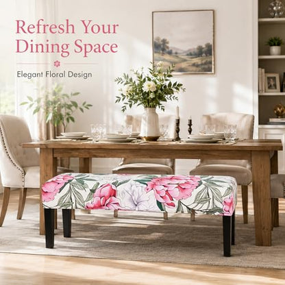 FUANGUI Floral Bench Cover,Stretch Dining Bench Cover for bedrooms, Living Rooms, Kitchens, Protector Chair Bench Piano Bench Seat Covers Stool Slipcover Removable, Washable - 04 - color: 04
