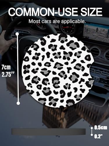 Cute Cup Holder Coasters for Car with Fingertip Grip, Auto Accessories for Women & Men,Pack of 2 (Snow Leopard)