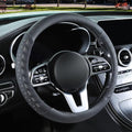 3D Premium Skin-Feel Leather Large Steering Wheel Cover, Anti-Slip Breathable Soft Slim Design, 15.5 inch to 16 inch, Black with White - color: Black with White, size: Round-Large[15.5''-16'']
