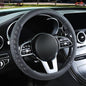 3D Premium Skin-Feel Leather Large Steering Wheel Cover, Anti-Slip Breathable Soft Slim Design, 15.5 inch to 16 inch, Black with White - color: Black with White, size: Round-Large[15.5''-16'']