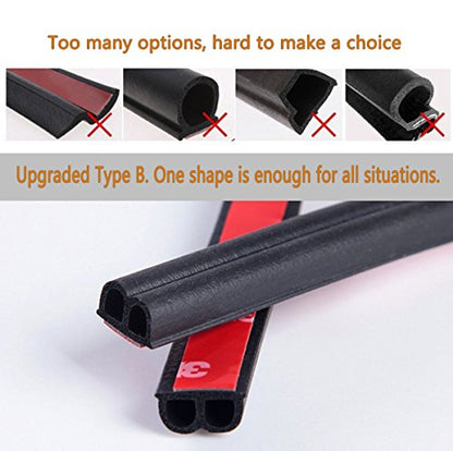 52.4Ft Universal Self Adhesive Weather Seal Strip for Auto, 51/100 x 1/5 Inch Thick, Car Door & Window Weatherstrip with Engine Cover (2 Rolls, 26.2 Ft Each) - size: 52.4 Feet Long