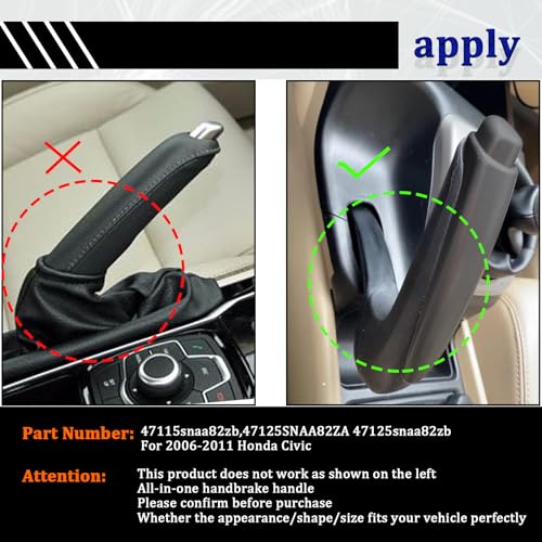 Parking Brake Handle Grip, Emergency Brake Parking Handle Cover Comfortable Handbrake Protector Cover Compatible with Honda Civic 2006-2011 47115-SNA-A82ZA - color: silver