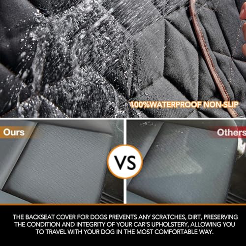 Petiza Dog Car Seat Cover for Back Seat, Heavy-Duty Non-Slip Waterproof Car Bench Protector for Pets,Compatible with Middle Armrests ，Dog Seat Cover Universal for Cars Trucks and SUVs - size: Large-brown
