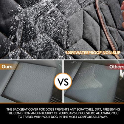 Petiza Dog Car Seat Cover for Back Seat, Heavy-Duty Non-Slip Waterproof Car Bench Protector for Pets,Compatible with Middle Armrests ，Dog Seat Cover Universal for Cars Trucks and SUVs - size: Large-brown