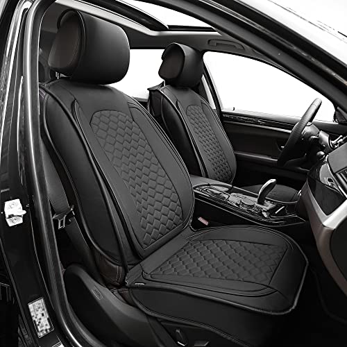 Elantrip Front Car Seat Cover Luxury Faux Leather Pocket with High Density Foam Non-Slip, Waterproof, Suitable for Cars, Trucks & SUVS (2PC Black) - size: Front Seat Covers