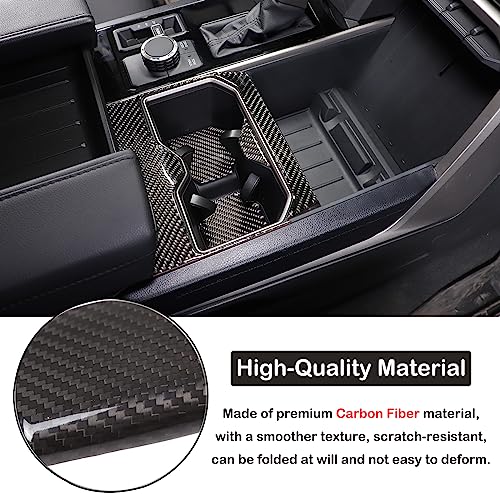 Car Front Seat Central Armrest Cup Holder Cup Panel Trim Sticker Compatible with Toyota Tundra/Sequoia 2022-2024 Real Carbon Fiber Center Console Cup Holder Decorative Frame Protect Cover Accessories - size: Central Control Cup Holder Panel Trim Sticker