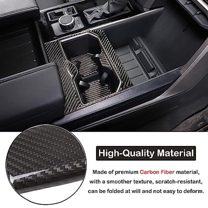 Car Front Seat Central Armrest Cup Holder Cup Panel Trim Sticker Compatible with Toyota Tundra/Sequoia 2022-2024 Real Carbon Fiber Center Console Cup Holder Decorative Frame Protect Cover Accessories - size: Central Control Cup Holder Panel Trim Sticker