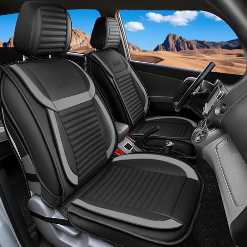 Front Car Seat Covers, Faux Nappa Leather, Airbag Compatible and Waterproof Protectors for Sedans SUVs, Breathable Anti-Slip Interior for Commuters and Rideshare, Black/Gray - color: Gray-Black, size: Front