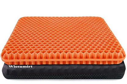 Plus Size Gel Seat Cushion for Long Sitting, Extra Large and Thick, Seat Cushion for Back, Sciatica, Hip, Tailbone Pain Relief , Used for the Office, Wheelchair, Car, Recliner, Stadium, Kayak.(Orange)