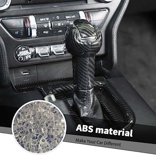 Jimen Compatible with Ford Mustang 2015-2023, 3PCS Gear Shift Knob Overlay Cover Interior Trim Kits (Carbon Fiber)