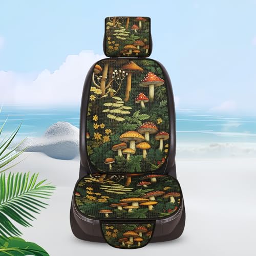 Car Seat Covers Set, 2 - Front Seat Full Set,Mushroom Honeycomb Knit Fabric, Breathable & All - Season Universal Automotive Seat Protectors - color: Mushroom, size: 2 Front-Seat