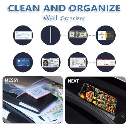 Car Registration and Insurance Holder for Women Men,Automobile License Document Card Holders Vehicle Glove Box Organizer Leather Accessories Driver Essential,Mushrooms Moon and Flowers - color: Mushrooms Moon and Flowers