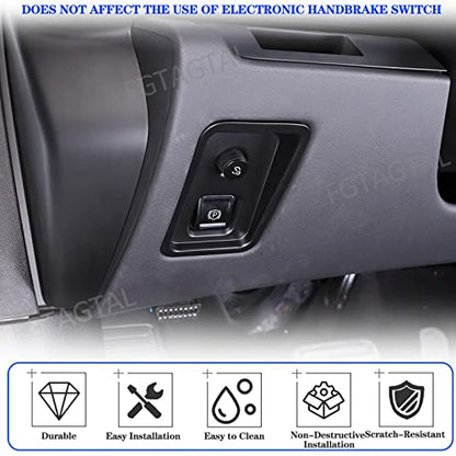 Car Electronic Handbrake Trim Cover Compatible with Chevrolet Corvette C8 2020-2025, ABS Dashboard Electronic Handbrake Switch Panel Cover Trims (Matte Black) - color: Matte Black