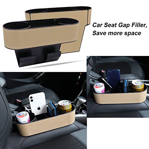 Car Seat Organizer Cup Drink Holders,Multifunctional Gap Filler Storage Box,Insert Organization Helps Reduce Distracted Driving&Holds Phone Mount Mug Bottle Cellphones Coasters Wallet Cards (Beige) - color: UGBD-Beige