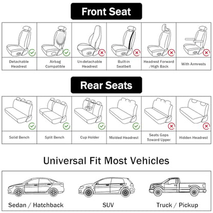 Front Seat Covers for Chevy Camaro 2010-2024, Leather Car Seat Protector, Bucket Seat Covers, Waterproof Car Seat Cushions, Stylish Full Coverage Car Seat Covers(Black/White,2 Seat)