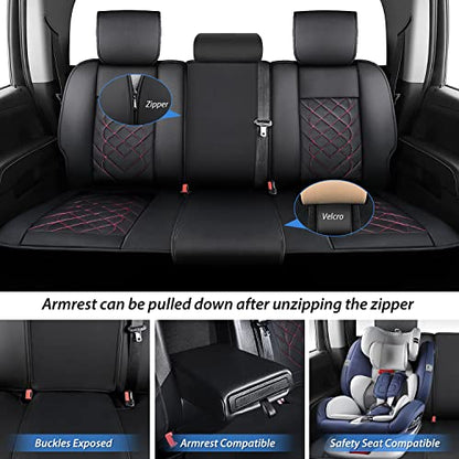 Nilight Car Seat Covers Custom Fit 2009-2024 F150 Super Crew and 2017-2024 F250 F350 F450 Crew Cab Waterproof Faux Leather Cushion for Pickup Truck (Full Set, 2 Front and 3 Rear Seats) - color: Full Sets 5 Seat, style: Ford 2009-2024
