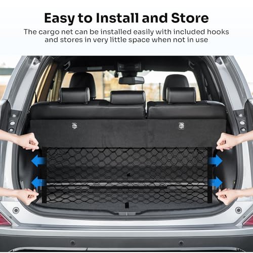 Canvcle Trunk Cargo Net for 2013-2018 Toyota RAV4 Accessories Envelope Style Mesh Trunk Net Organizer and Storage Stretchable Adjustable Elastic Nylon Rear Cargo Netting with Hooks - style: for Toyota RAV4