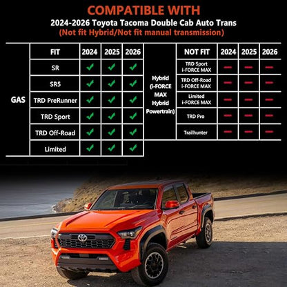 KARPAL Floor Mats Fit for Toyota Tacoma 2024-2026 Double Cab Auto Trans (Not Hybrid), Custom Fit All Weather TPE Floor Liners, 1st&2nd Row Mat, Tacoma TRD/SR/SR5/limited Accessories - style: 2024-2026 | For Toyota Tacoma Double Cab | 1st & 2nd Row