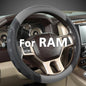 GIANT PANDA Car Steering Wheel Cover for RAM 1500 2500 3500, Compatible with Dodge RAM 15.5-16 inches - Black+Gray - color: A-Black+Gray