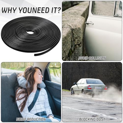 65Ft(20M) Door Edge Guard Black Car Door Edge Protector, PVC U Shape Trim with Metal Sheet No Adhesive Needed Easy to Install Universal Fit for Most Vehicles